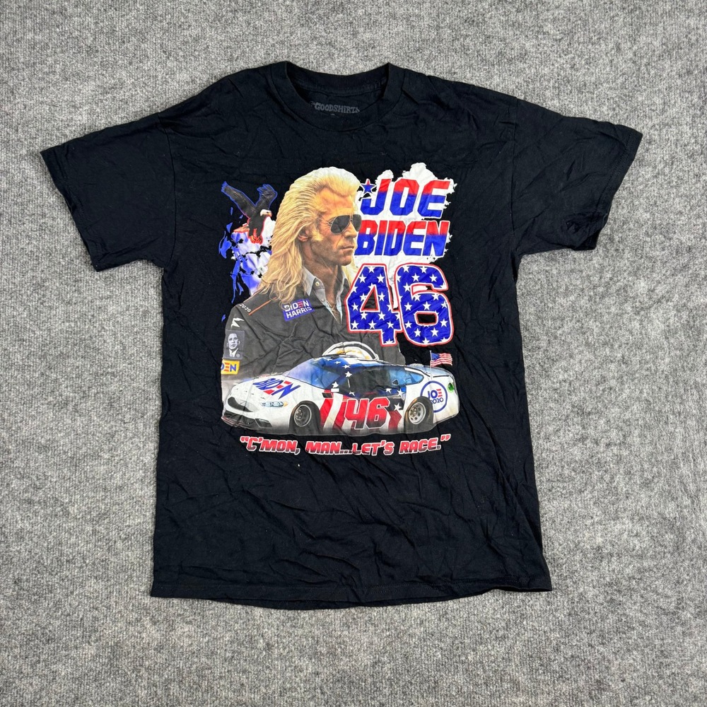 Goodshirts T-Shirt Mens Size M Black Joe Biden 46 NASCAR Racing Graphic Funny
